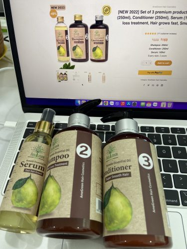 [NEW 2022] Set of 3 premium products: Shampoo (250ml), Conditioner (250ml), Serum (100ml) - Hair loss treatment, Hair grows fast, Smooth hair photo review